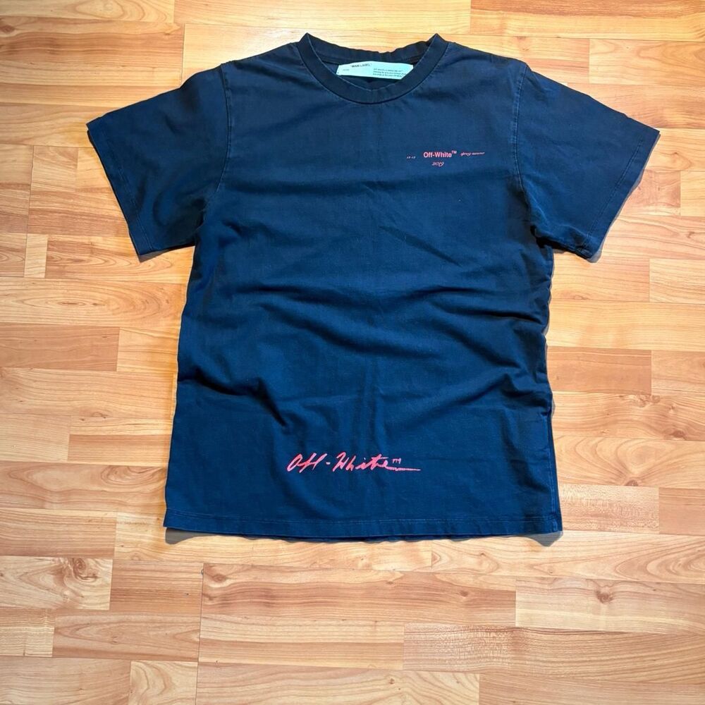 Off-White Black T-Shirt XL Vintage Virgil Abloh Era Graphic Designer Main Label